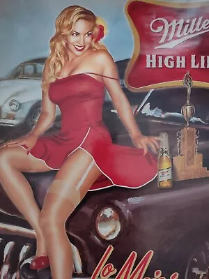 Miller High Life Sexy Girl Rockabilly Classic Car Beer Poster * • $9.95