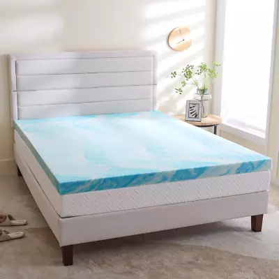 Gel Memory Foam Mattress Topper Twin Full Queen King 2 3 4 Inch Mattress Pad NEW • $68.72