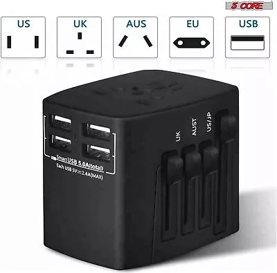5 Core Charger Universal Travel Adapter Multi Outlet Port & 4 USB Power 2.1 Amp • $14.99