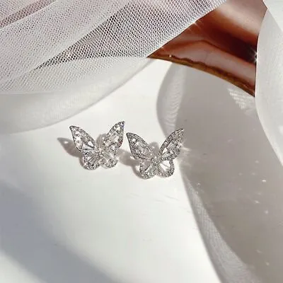 £5.99 • Buy Womens Swarovski Crystal Butterfly Earrings Women Shine Wedding Gift Jewellery