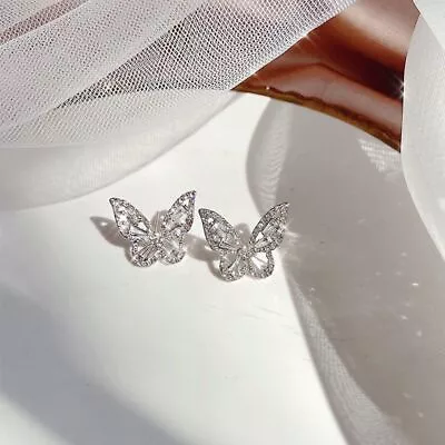 Womens Swarovski Crystal Butterfly Earrings Women Shine Wedding Gift Jewellery • $7.45