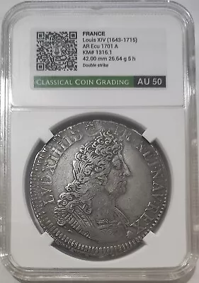 France Silver Ecu 1701 - King Louis XIV (Double Strike) • £316.64