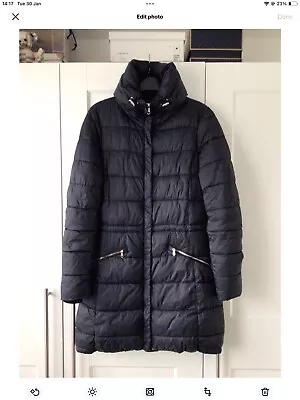 Ladies Padded Puffer Coat Jacket Massimo Dutti  S  8  Navy Blue • £14.99