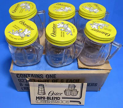 6 Oster Plastic 8 Oz Mini Blend Container Jars With Lids Box & Instructions NEW • $12