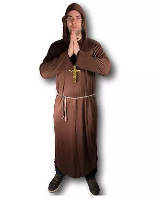 Adult Men's Monk Costume Friar Tuck Medieval Brother Priest Fancy Dress Stag • £12.47