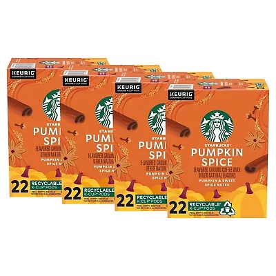 [4 PACK] Starbucks Pumpkin Spice Naturally Flavored Coffee Keurig K-Cup 88ct. • $29.99