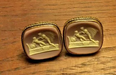 Vintage Cameo Cufflinks Daphne And Apollo Greek Mythology • $179.11