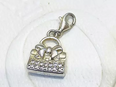 Thomas Sabo Charm Club Sterling Silver Heavy Solid CZ Handbag Bag Clip On Charm • $45