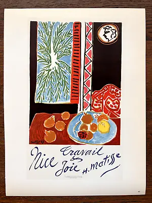 1959 Henri Matisse Poster Lithograph  Nice Travail Et Joie  Original Mourlot • $99