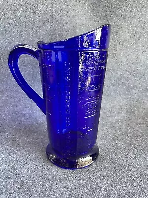 Vintage Cobalt Blue Water Pitcher Liquid Molded Measuring Glass • $60