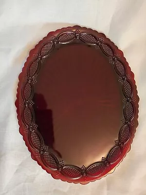 Avon 1876 Cape Cod Collection Ruby Red Glass Oval Serving Platter 13 1/2  X 10+ • $9.99