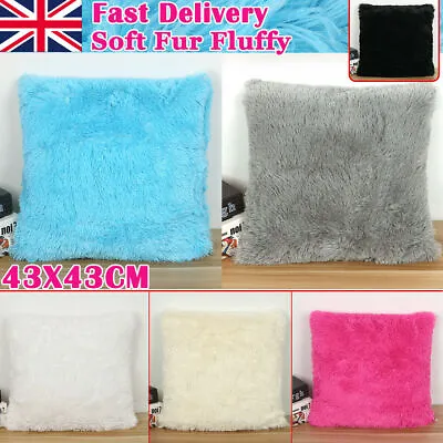 £4.39 • Buy 17X17  Plush Luxury Cushion Cover Car Fluffy Sofa Pillow Cover Soft Home Decor