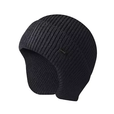 Beanie Hat With Earflaps Winter Warm Men Knitted Outdoor Ski Skull Cap - Black • $29.45