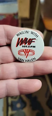 VINTAGE Van Halen WAAF 107.3 Original RARE Promo Pin Button Concert Advertising • $24.99
