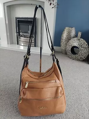 Valentina Tan Pebbled Soft Leather Multiway Slouch Backpack Handbag Shoulder Bag • £40