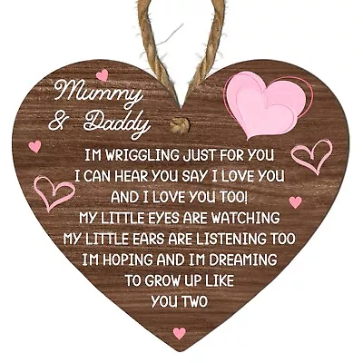 New Mum & Dad Gifts Mdf Wooden Heart Baby Shower Gifts For Mum And Dad Baby Gift • £3.99