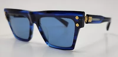 Balmain B-V Sunglasses BPS-121D Blue/Gold With Dark Blue Lenses NIB • $304.20