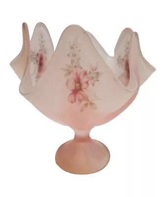 Vintage Viking 6 Petal Pink Satin Handkerchief Stretch Vase Art Glass Label HTF • $54.99