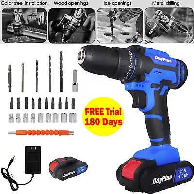 Electric Drill Driver Screwdriver 45Nm Max Torque Li-Ion Battery Fast Charging • $44.82