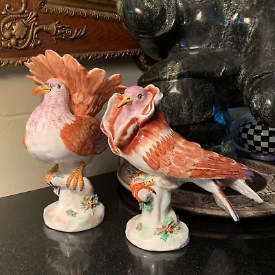 RARE Mottahedeh Pair Of Fantail Pigeon Ceramic Bird Figurines Made In Italy • $299.95