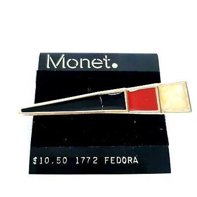 Monet Vintage Brooch Featured In Book Enamel Gold Tone New Old Stock • $14.25