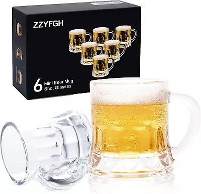 Shot Glasses With Handle Mini Heavy Base Clear Beer Mugs 1.8 Ounce Set Of 6 F • $26.57