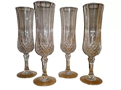 4 Longchamp Cristal D'Arques Flute Champagne Crystal Glasses Wedding Anniversary • $39