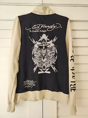 Vintage Y2K Ed Hardy Christian Audigier Black Rose Embroidered Track Jacket L • $75