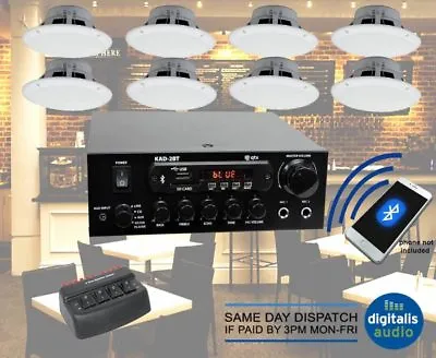 £74.99 • Buy Cafe Restaurant Home Bluetooth Amplifier Ceiling Speaker System Kit Choose 2,4,8