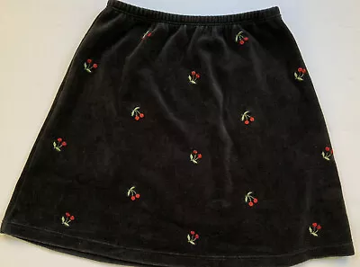 Gymboree HOLIDAY MAGIC Black Velvet Cherries Sequins Skirt Elastic Waist 4 • $9.99