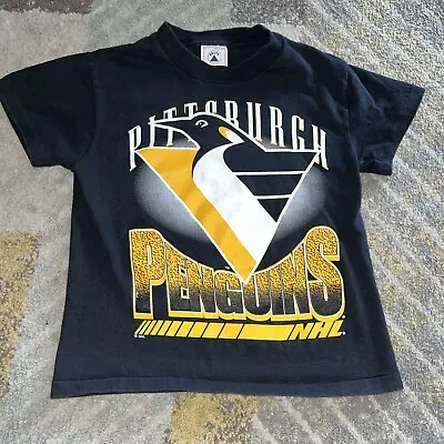 Vintage Pittsburgh Penguins Tshirt Youth Size Small Chalk Line NHL • $14.99
