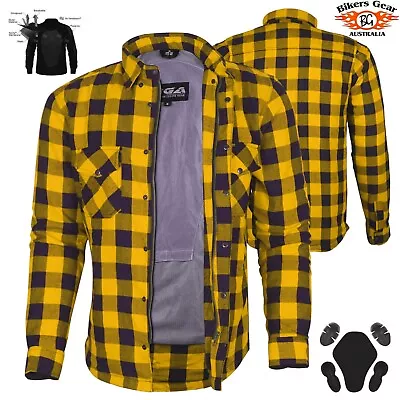 Australian Bikers Gear CE Armour Motorcycle Flannel Shirt With Kevlar Lined • $85.08