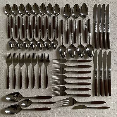 Vintage Ekco EKS5 Canoe Muffin Stainless Steel Flatware Set 49 Pieces • $155