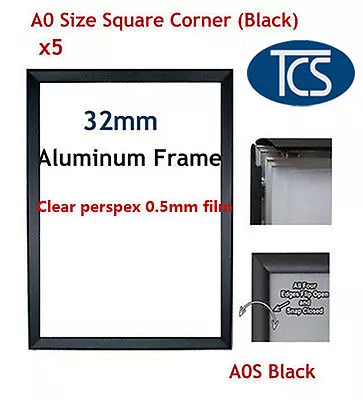 TCS 5 Pcs X A0 Snap Frame Square Corner / Poster Frame / Picture Display / Black • $355