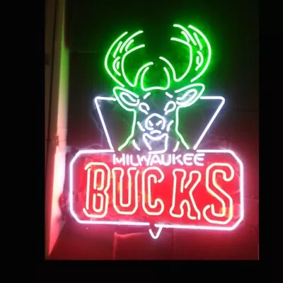 New Milwaukee Bucks Neon Sign 24 X20  Light Lamp Beer Bar Display Decor Handmade • $299.79