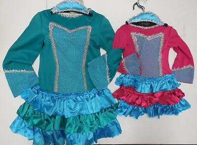 Gaelic Celtic Dance Costume Ruffled Skirt W/headpiece 2 Colors Over 10 Available • $44.64