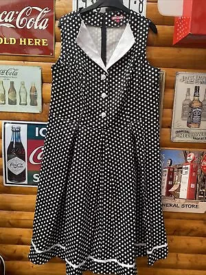 £15 • Buy JOE BROWNS Women’s 50s Rockabilly Black & White Polka Dot Dress.Size 16.