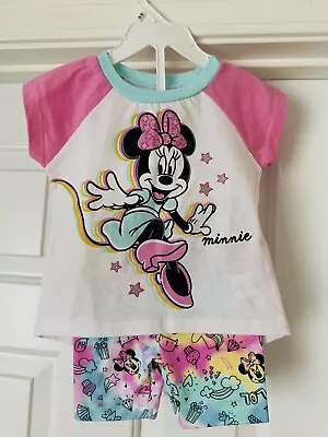 NEW DISNEY BABY GIRLS MINNIE MOUSE T-SHIRT And SHORTS 2-PIECE SET SZ 18M  COTTON • $12