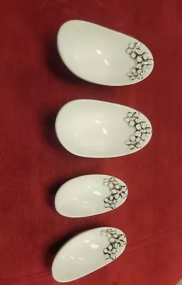 Verdici Design Serving Dishes White With Silver Decoration  Set Of 4 Nesting • $5