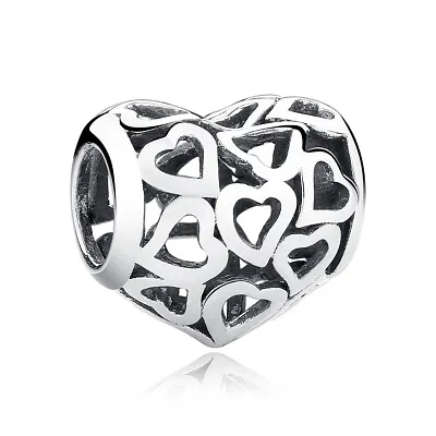 European 925 Sterling Silver Charms Hollow Heart For Women Bracelet Jewelry • $8.09