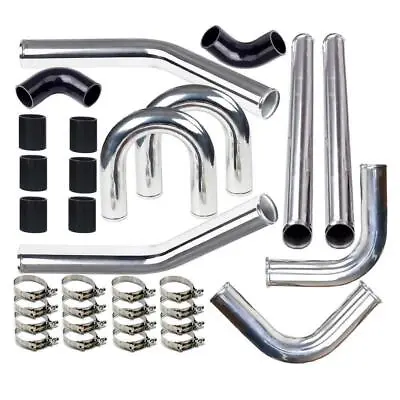 ✨New 2  Universal Aluminum Turbo Intercooler Elbow Pipe Kit+Silicone Hose+Clamp • $89.94