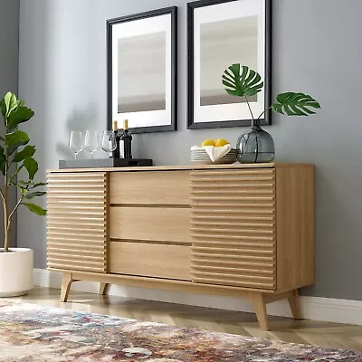 Modway Render 63  Mid-Century Modern Sideboard Buffet Table Or TV Stand In Oak • $394.59