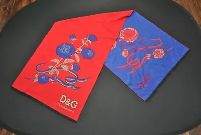 Dolce & Gabbana Scarf Red Floral Ribbon D&G 151123S • $99.99