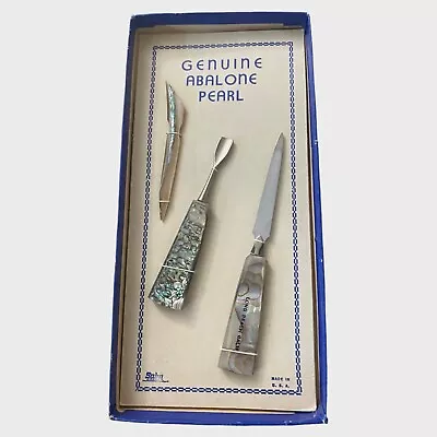 Vintage Salm Brand Abalone Mother Of Pearl 3 Piece Manicure Set Brand New In Box • $39.99