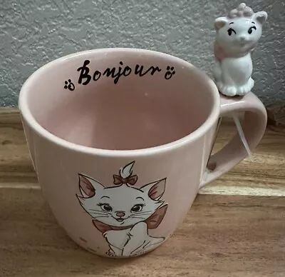 Disney The Aristocats Marie “Bonjour” Coffee Mug Pink Cat Kitten W Stirrer RARE • $24.99
