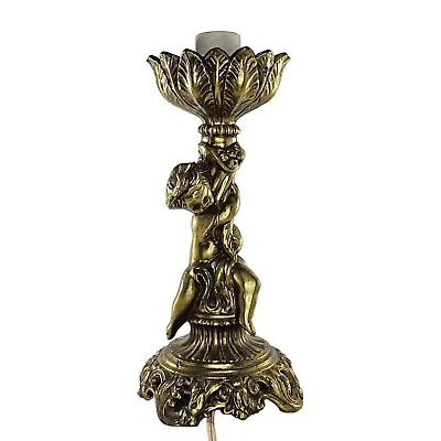 $125 • Buy Vintage L&L WMC Cherub Table Lamp 1966 #8713 Brass Cast Metal