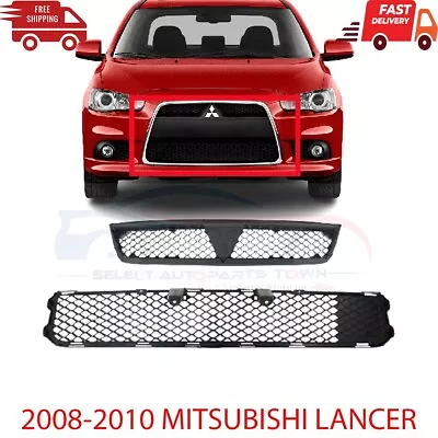 New Fits 08-15 MITSUBISHI LANCER Front Bumper Upper & Lower Black Grille Set 2pc • $95