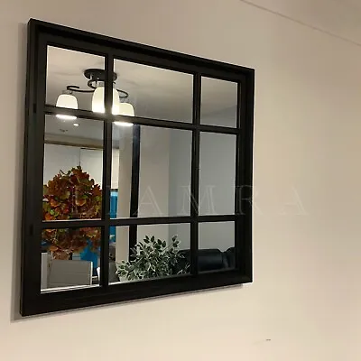 £23.50 • Buy Window Style Black Wall Mirror Indoor Art Deco Square Black Window Wall Mirror