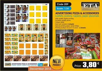 1/35 Scale ADVERTISING PIZZA & ACCESSORIES Leaflets Posters Napkins Etc • £6.59