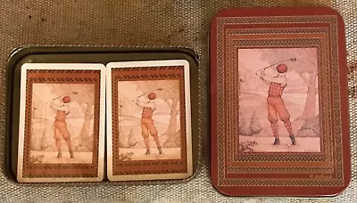 Playing Cards-2 Decks-artmark-golf Theme-in Metal Box • $5